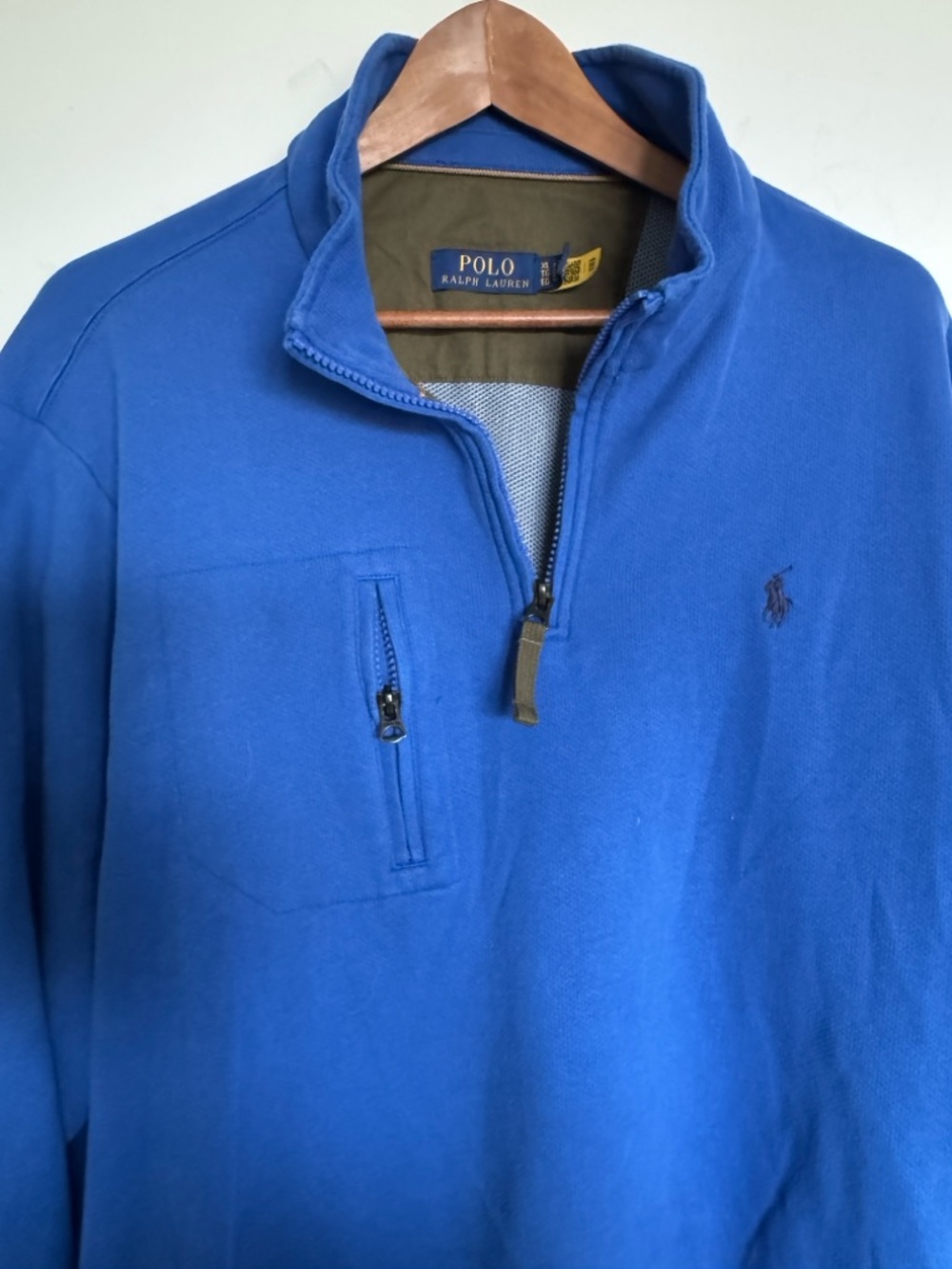 Polo by Ralph Lauren Blue Terry 1/4-Zip Neck Pullover Sweater